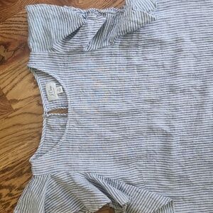 J. Crew Blue Denim With Flutter Sleeves Top Womens 10